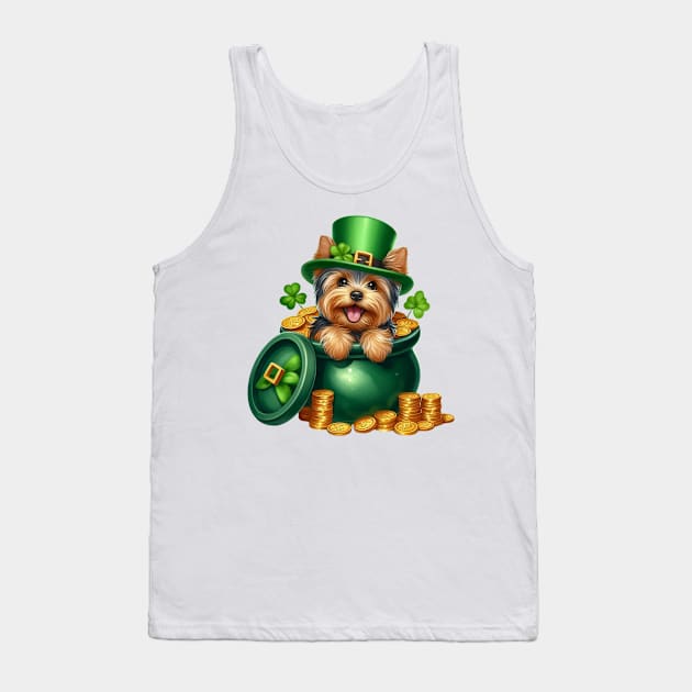 St Patricks Day Yorkshire Terrier Dog Tank Top by Chromatic Fusion Studio